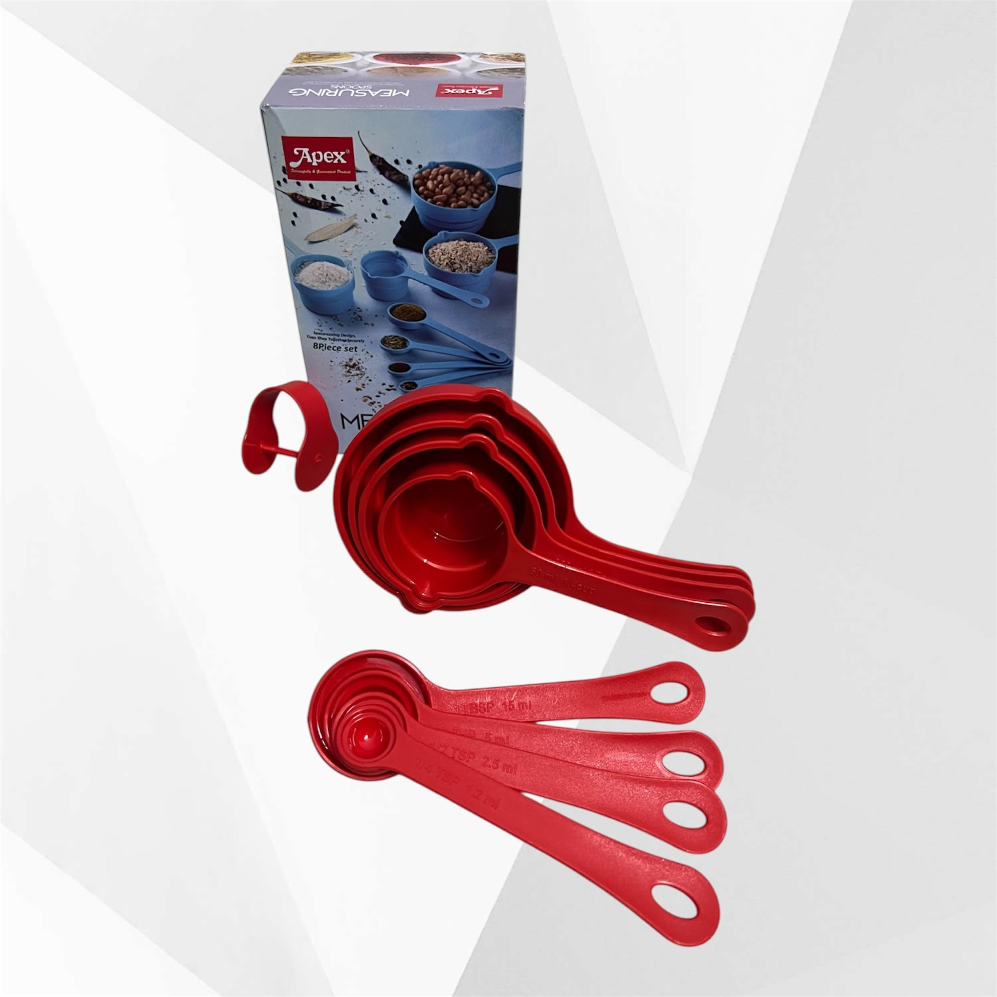 Apex Measuring Spoons, 8-Piece Set, Red : Amazon.in: Home & Kitchen