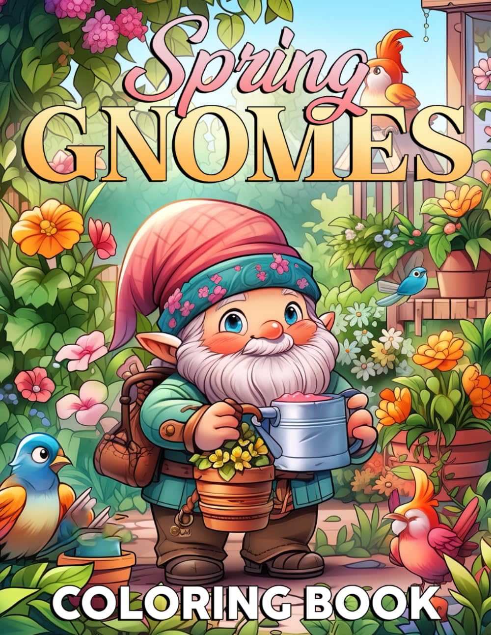Spring Gnomes Coloring Book: Discover a World of Fantasy and Fun Coloring Pages, Filled with Creative Designs of Whimsical Gnomes, Dreamy Flowers, and Adorable Patterns to Color and Enjoy