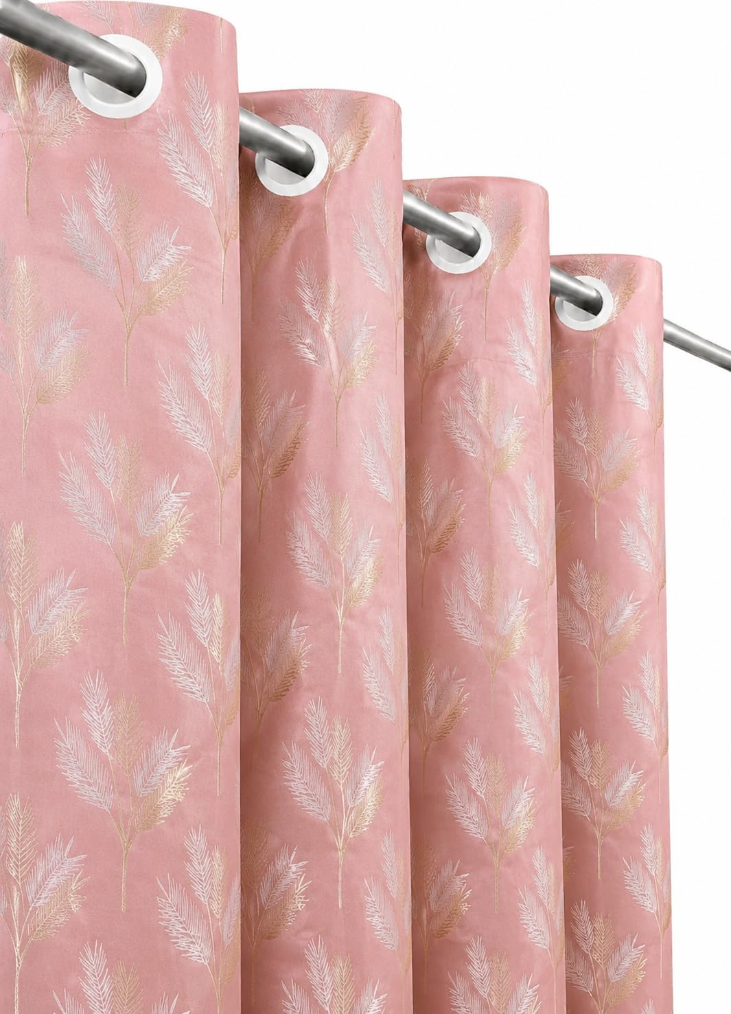 Premium Luxury Vibrant Pink Colour Leaf Print Semi Blackout Curtain 6.5x4 Feet Door | Light Filtering | Durable Stitch | Eyelet Curtain with Velcro Tiebacks | Pack of 1 Piece-image-11