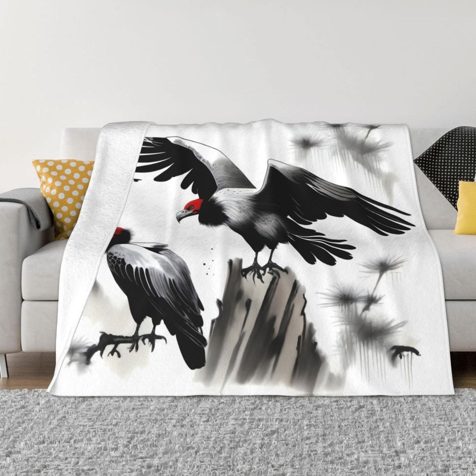 Couverture en flanelle contre le froid grand plaid vautour lit et canapé
