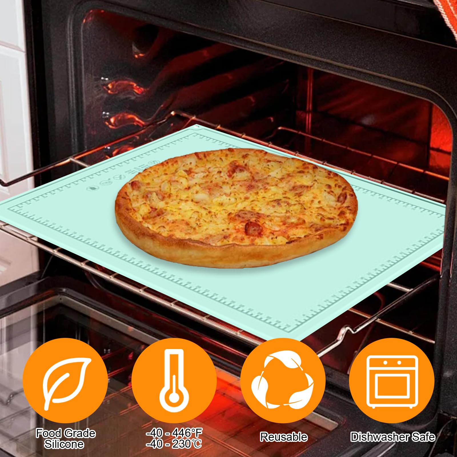Beylce Tapis à pâtisserie en silicone antidérapant Extra Large avec Tapis à Pain et 3 Grattoirs, Tapis Silicone Patisserie pour Four, Étaler la Pâte, Macaron, Biscuit (70 × 50 cm