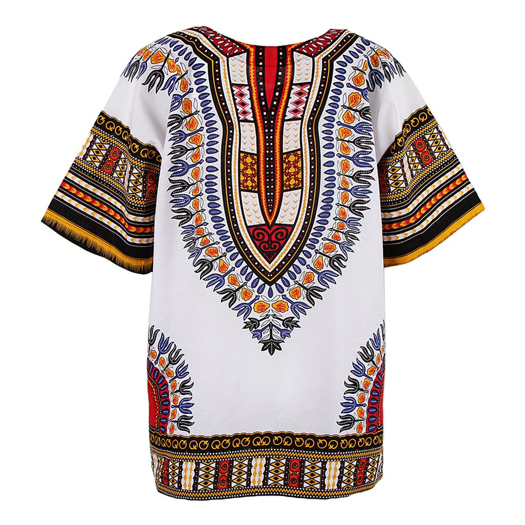 nivaa Unisex African Prints Dress Cotton Dashiki Shirt Ethnic Caftan Yellow-picture-54