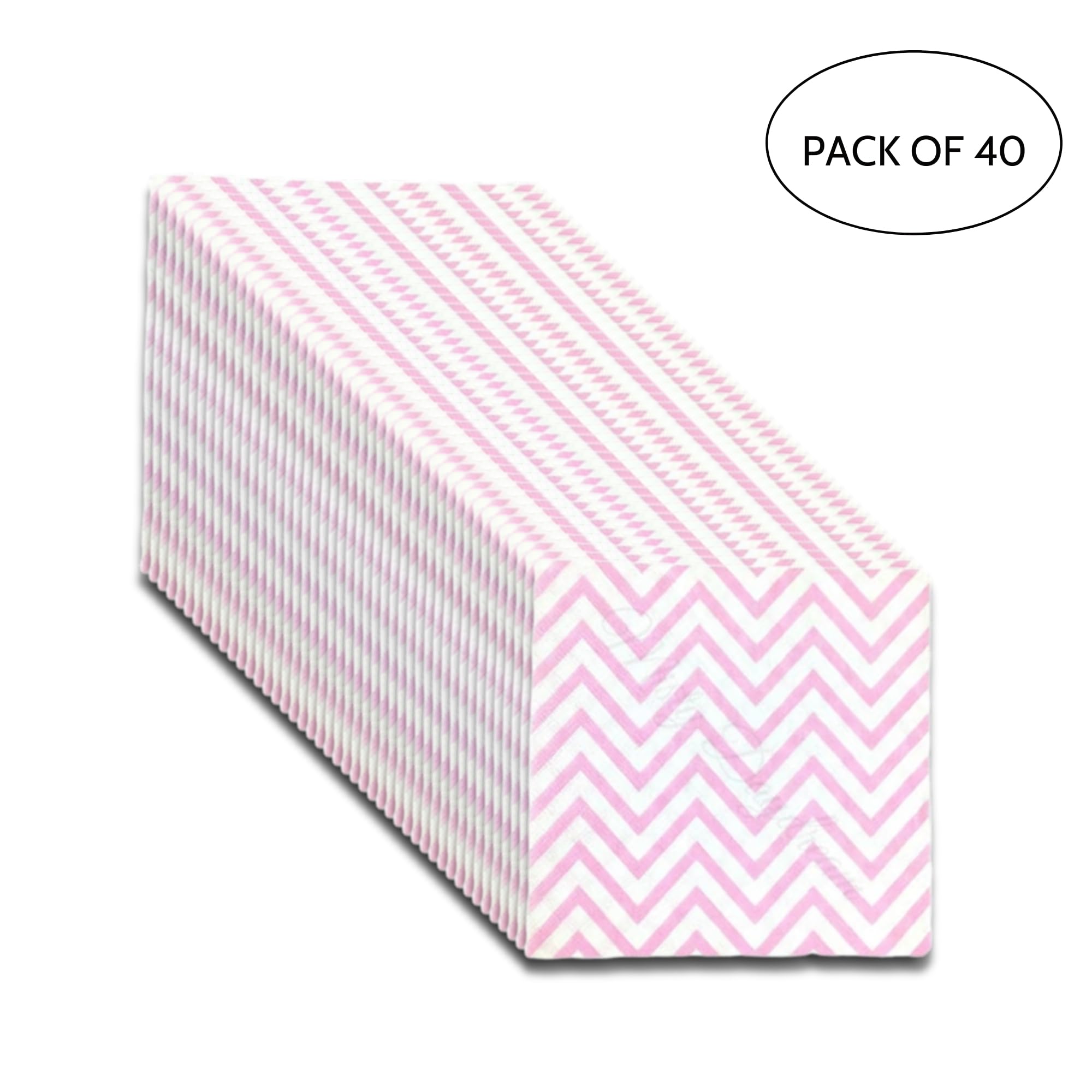 Party Anthem Pink Chevron Paper Napkins (Pack of 40) - Stylish Disposable Beverage Napkins for Kids Parties, Weddings, and Celebrations - 2-Ply, 16.5 cm Folded Size 2
