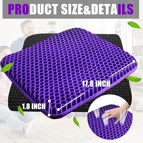 Miniatura 2 de Cojín de gel para asiento de larga duración, cojín de gel para silla de oficina, alivio de presión, espalda, ciática, coxis, almohadilla para silla