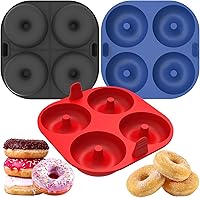 Vista 1 de Webake Molde de silicona para freidora de aire para hornear, moldes de donas antiadherentes de 4 cavidades, sin BPA, apto para lavavajillas, juego