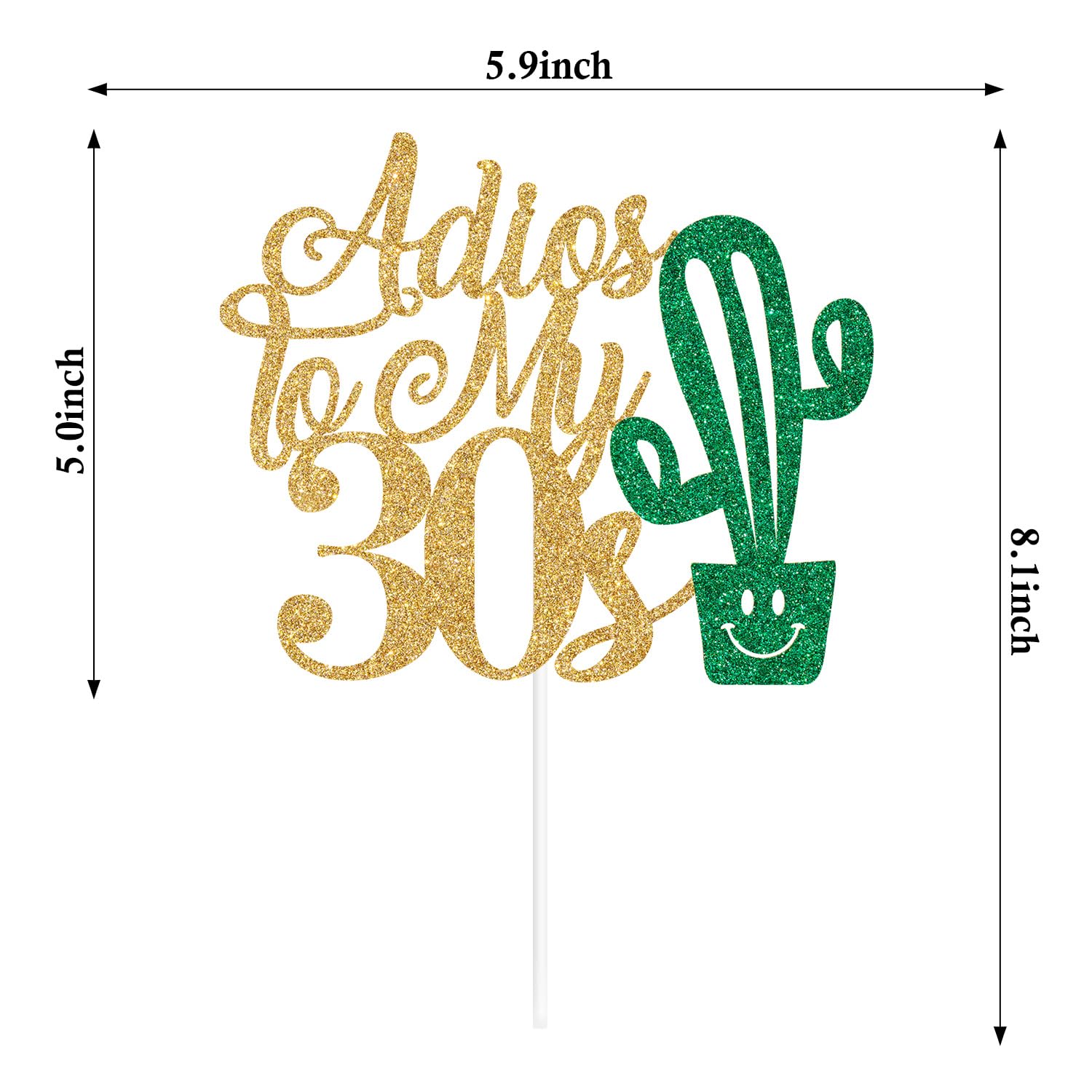 Topper Adios Glitter Cake Topper INNORU Adios To My 30s Cake Topper, Fiesta Theme ...
