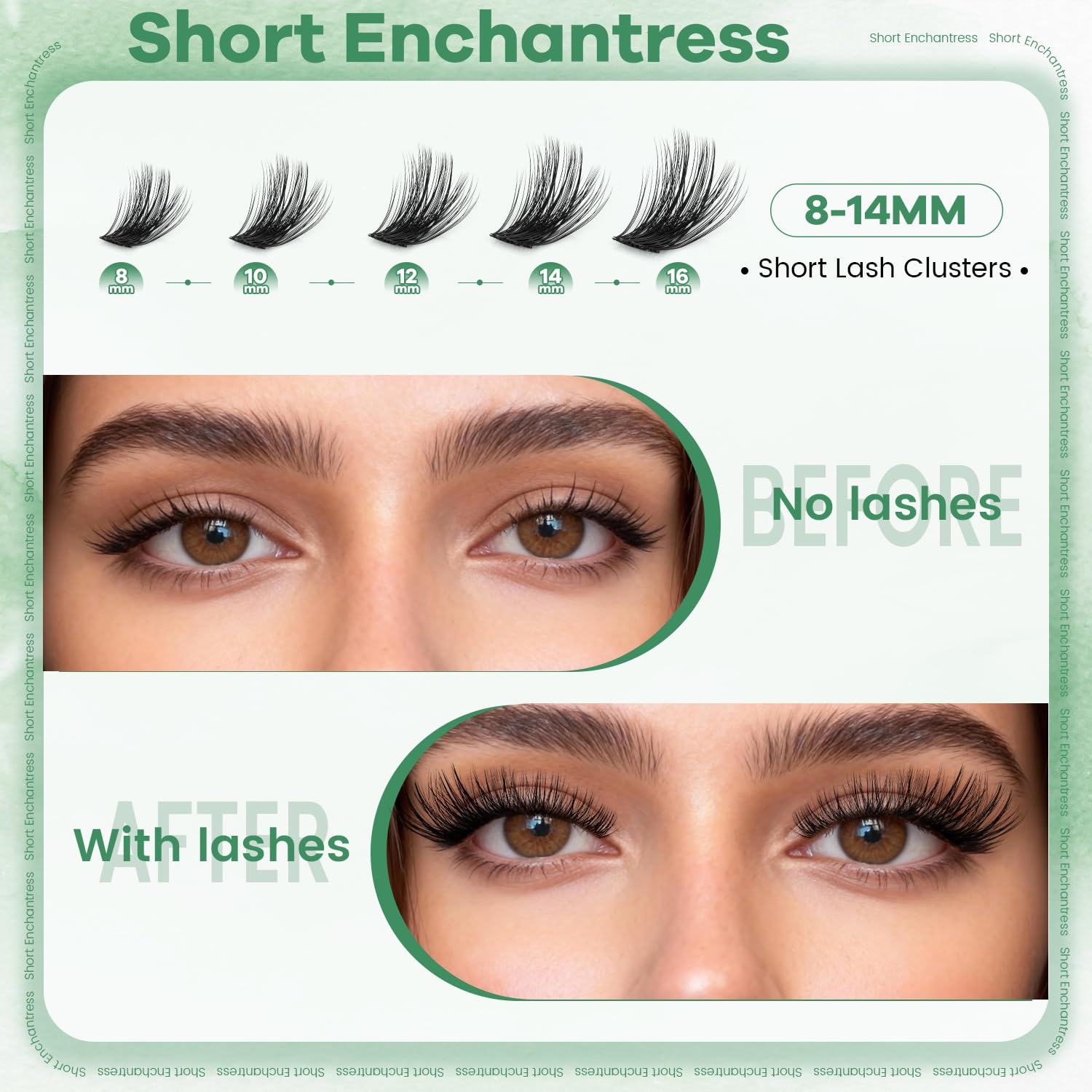 VLVLOCK Enchantress Lash Clusters Kit Short Lashes Clusters 8-14MM DIY Lash Extensions Kit Waterproof Long-Lasting with Ultra-Thin Band Glue Remover Tweezer for Beginners(Enchantress Short Kit 8-14mm) - 3