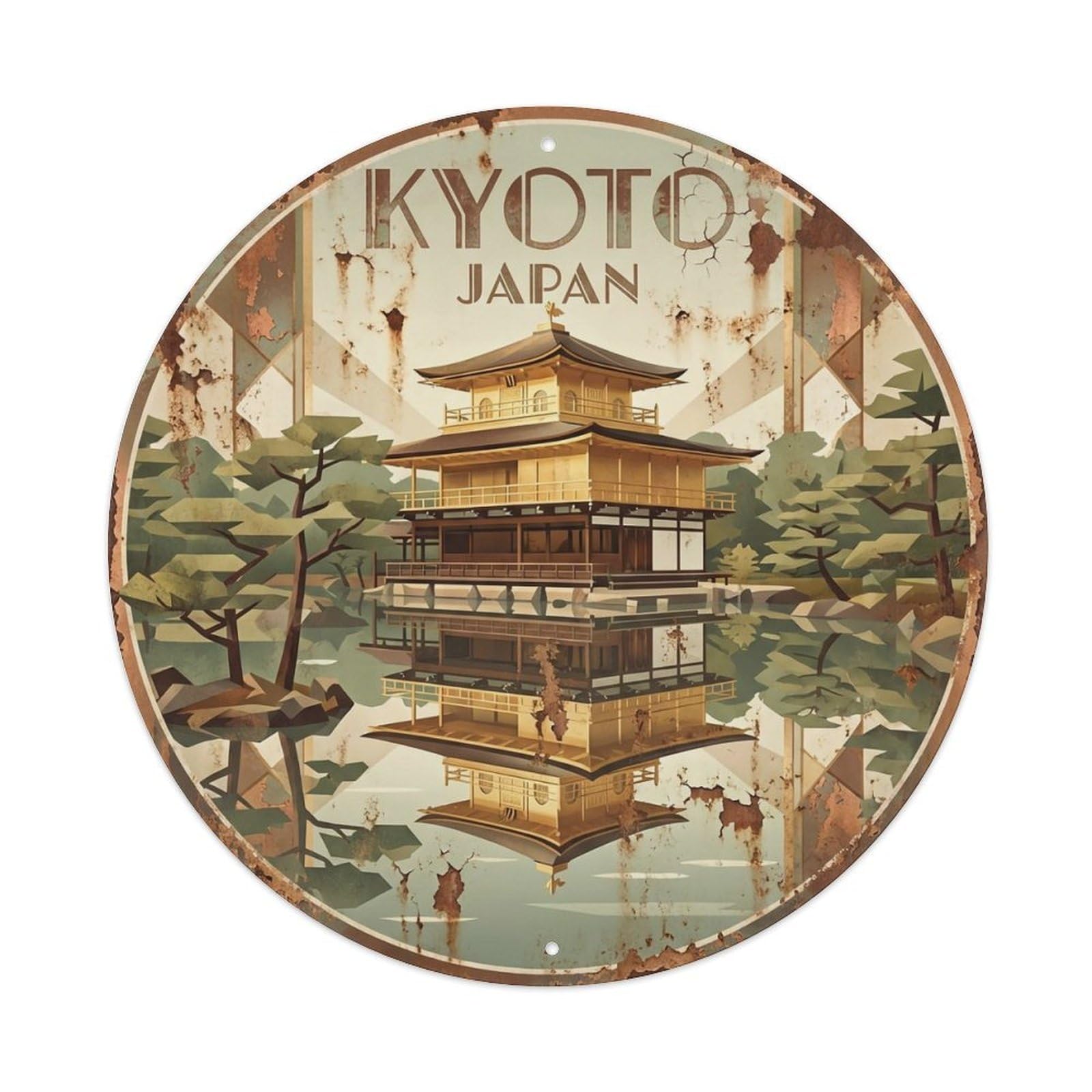 Vintage Travel Kyoto Japan Legacy Vintage Metal Tin Sign Plaque Wall Decor for Cafe, Club Bar, Office, Garden Metal Poster 8x8Inch