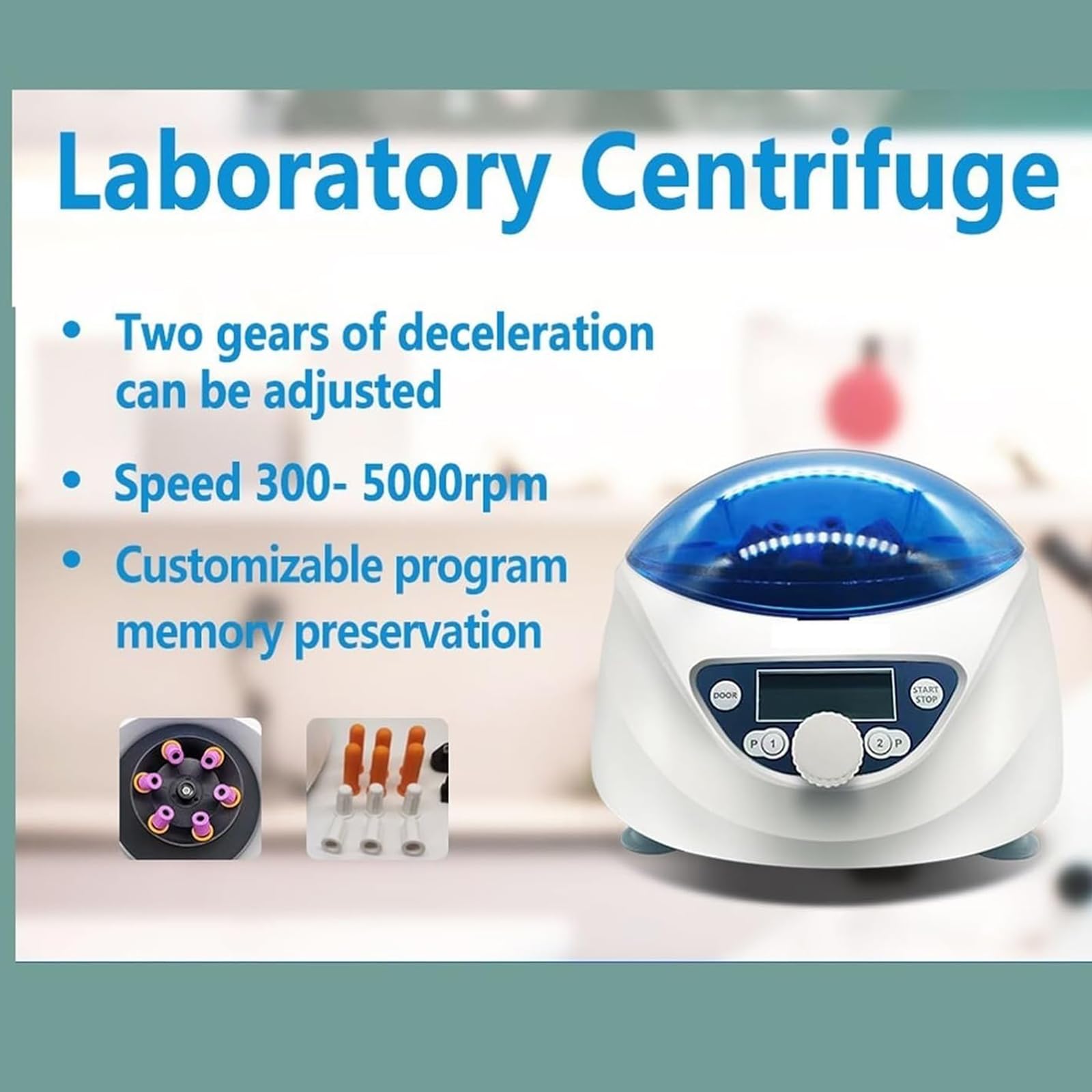 Zentrifuge, Laborzentrifuge Mit LCD-Display, 300–5000 U/min Geschwindigkeitsregelung, Maximale Zentrifugalkraft 2600 X G, Überdrehzahl-Sicherheitsschutz, Für Medizin, Labor, Biologie