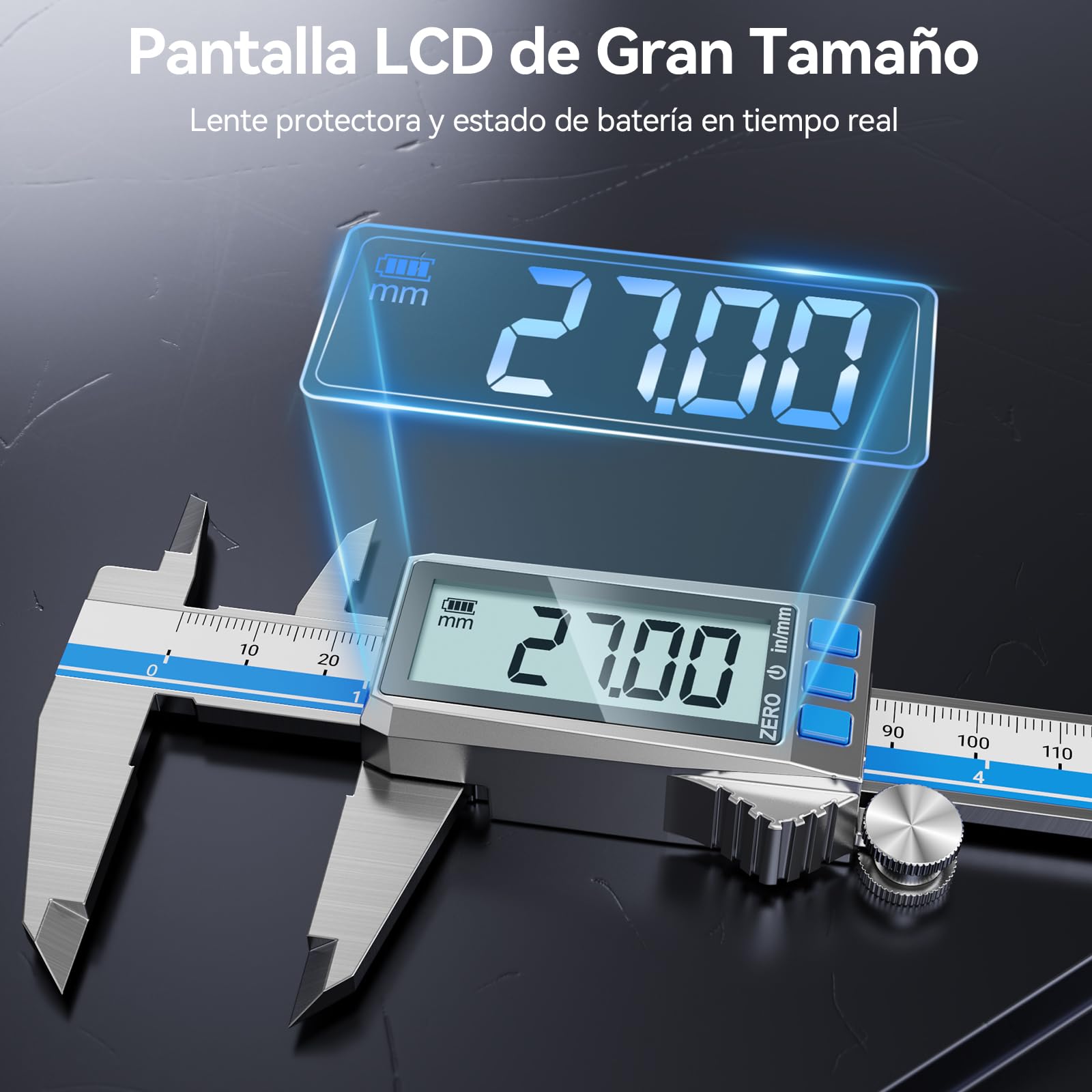 Preciva Calibre Digital, Pie de Rey Digital USB-C Recargable, 150mm Calibrador Digital con Pantalla LCD Grande, Acero Inoxidable, Conversión MM/Pulgadas Profesional y Hogar