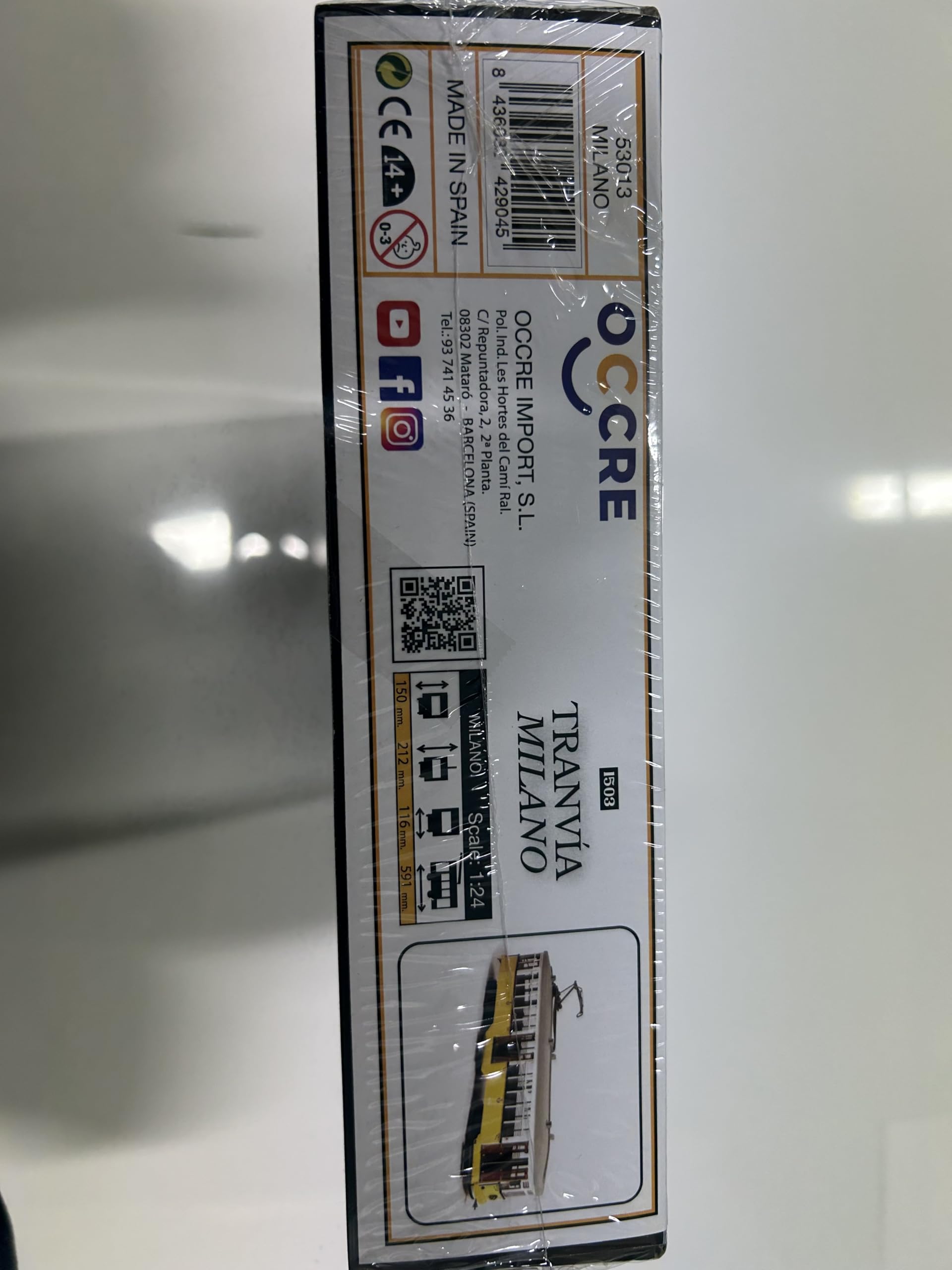 Occre Tram Milano 1503,kit da montare in legno e metallo, Scala 1:24, 591x212x116 mm