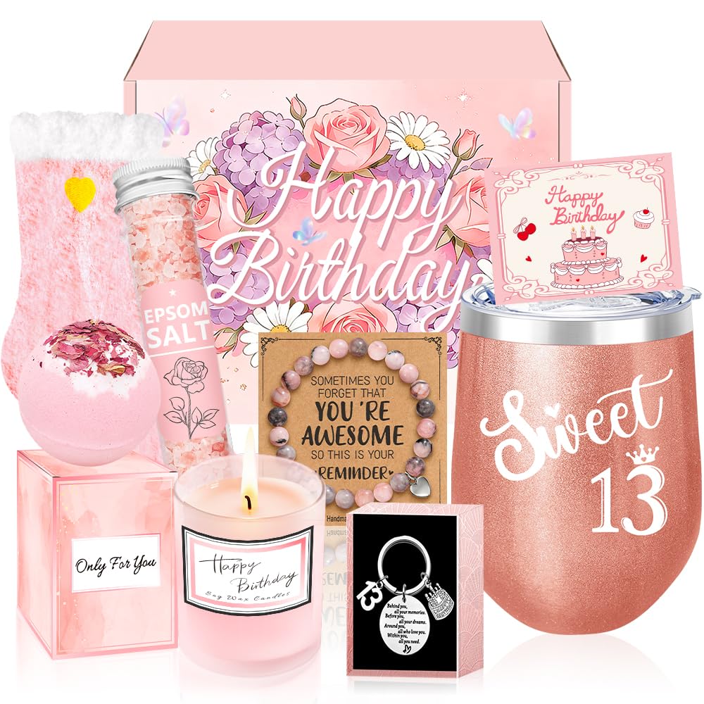 Wonsta 13th Birthday Gifts for Girls Happy 13th Birthday Hampers Gifts for Girls Best Friends Daughter Her Niece Sister Granddaughter