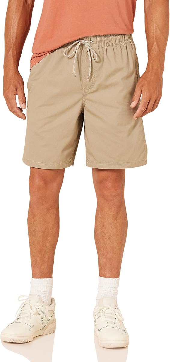 Amazon Essentials Men's 8" Inseam Relaxed-Fit Cotton Drawstring Pull-On Walk Shorts, Summer-Weight