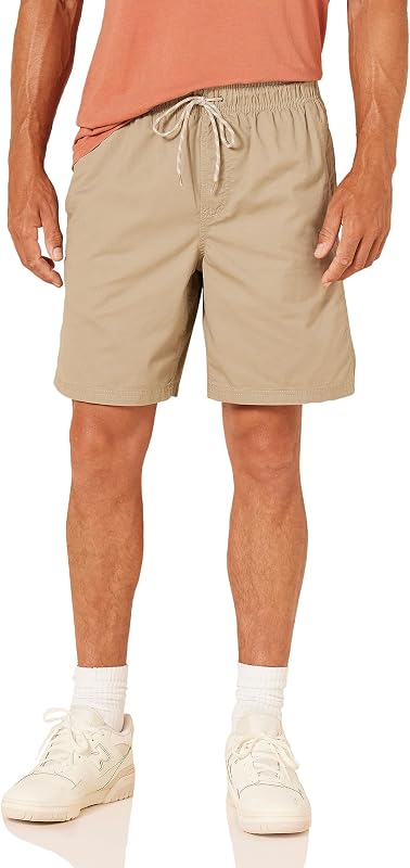 Amazon Essentials Men's 8" Inseam Relaxed-Fit Cotton Drawstring Pull-On Walk Shorts, Summer-Weight