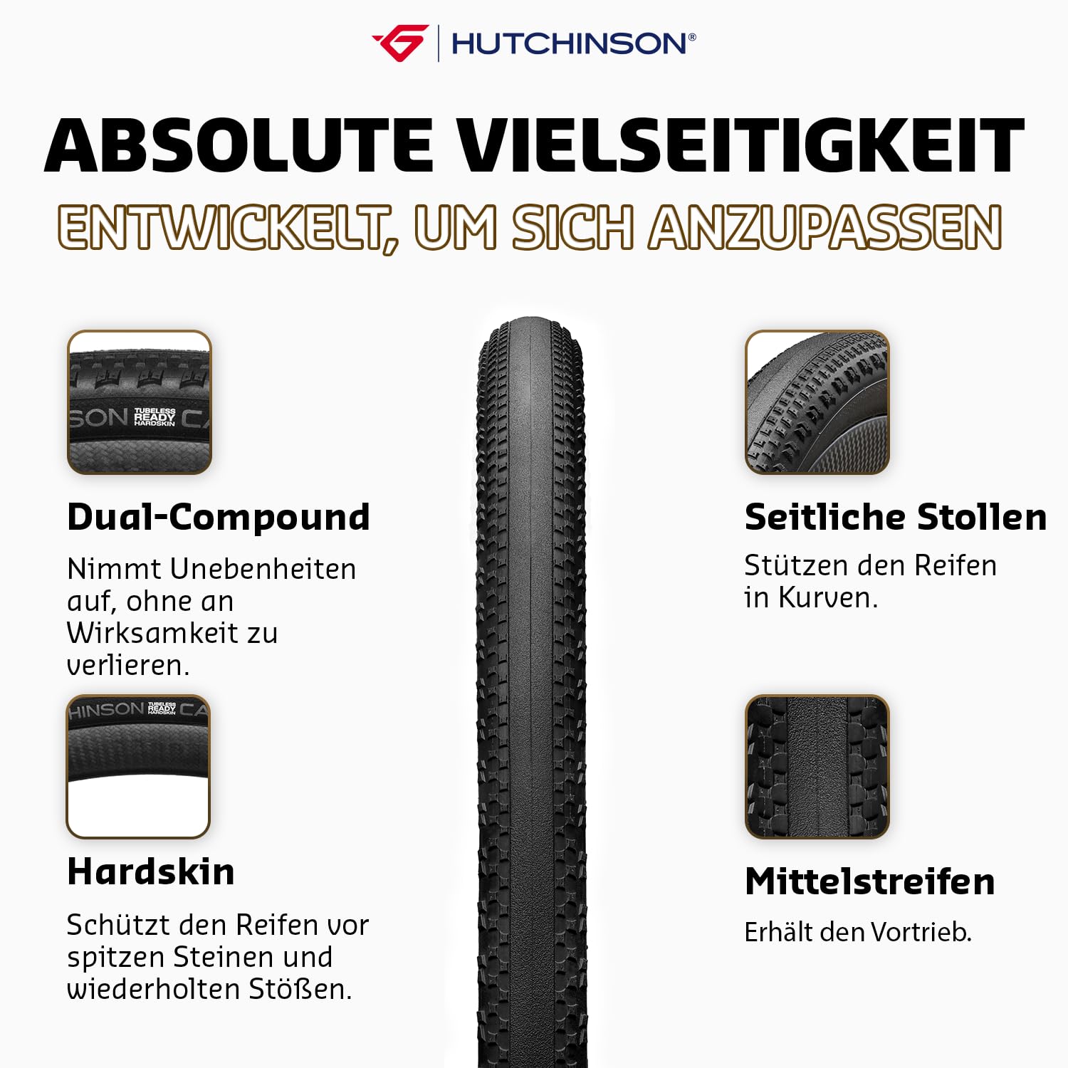 Hutchinson Caracal Tubeless Ready Gravel Reifen - Hellbraun