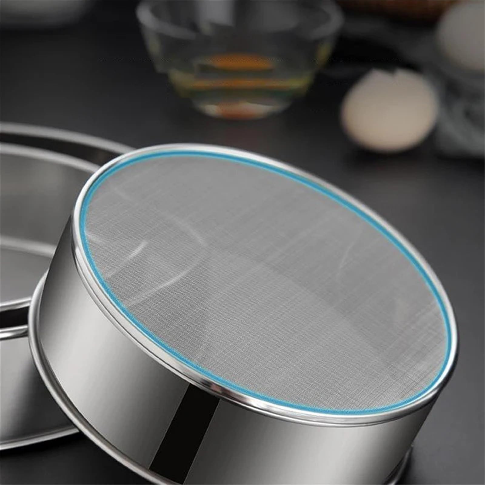 2 Pezzi da Cucina setaccio for Farina a Rete Ultrafine Rotondo Professionale for Zucchero in Acciaio Inossidabile colino for Dolci per Cucina(24CM)