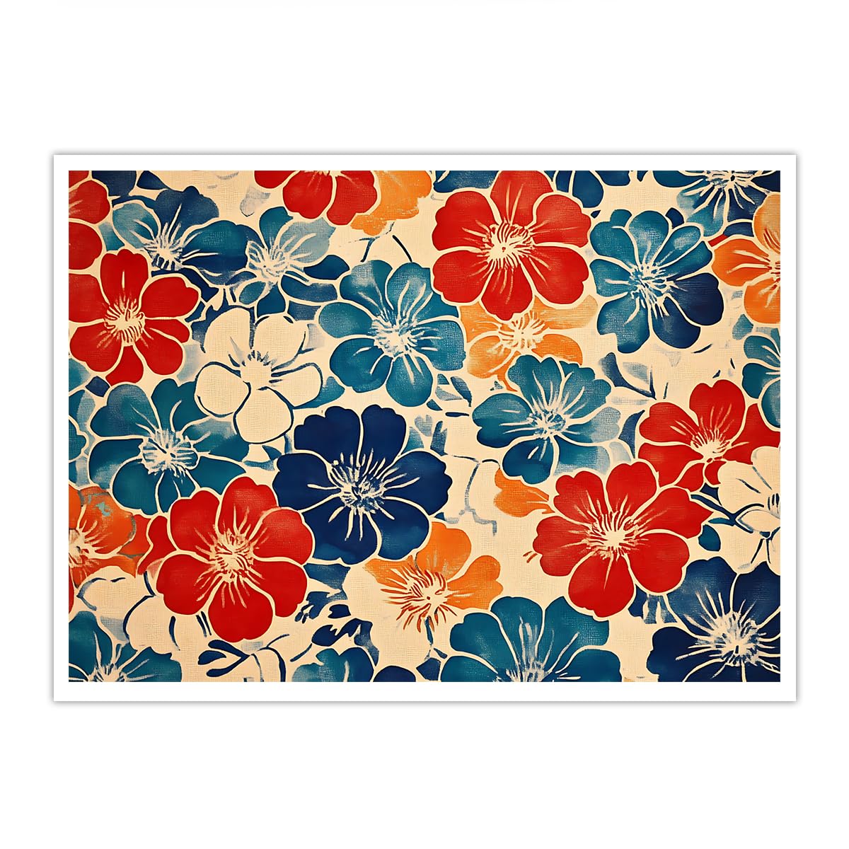 Impresion lienzo flores botanicas coloridas sin marco 65x85cm