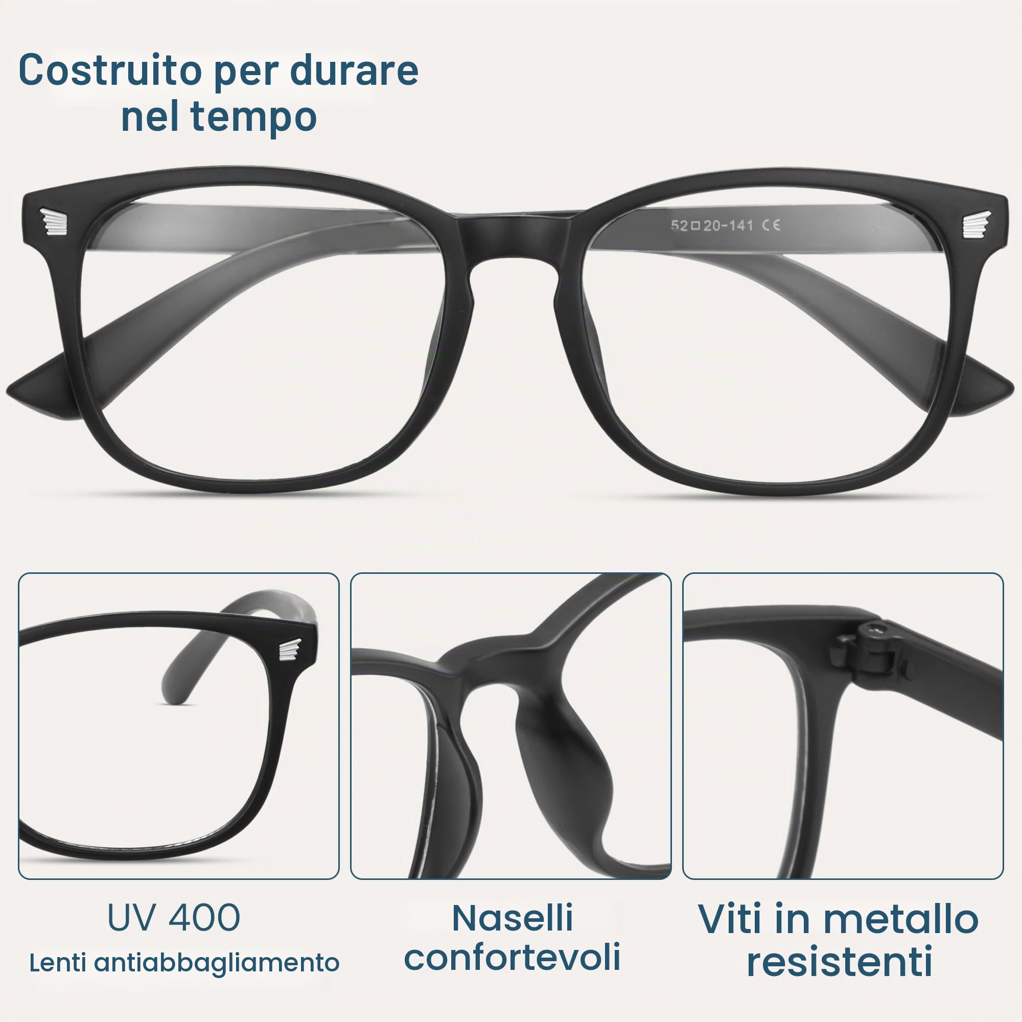 GaoyeGlasses Occhiali da gioco antiradiazione UV per computer, bloccano il blu, stile fashion, compatibili con donne e uomini (nero brillante), trasparenti, M