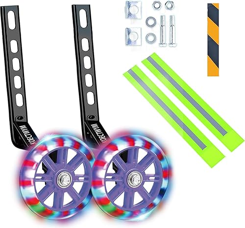 Ruedas de entrenamiento de bicicleta para niños, rueda trasera resistente con estabilizadores montados (para bicicletas de niños de 12, 14, 16, 18,