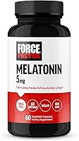 Vista 1 de FORCE FACTOR Melatonina 5 mg, suplemento sin medicamentos, vegano, sin OMG, 60 cápsulas vegetales