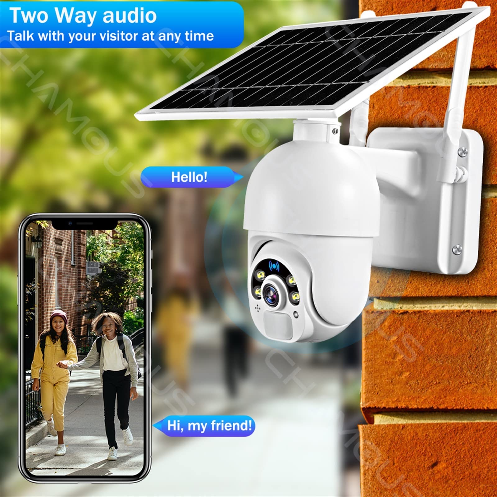 Camera Surveillance, Caméra extérieure 4G 6W panneau solaire Surveillance vidéo IP CCTV système de caméra de sécurité à domicile sans fil longue veille batterie intégrée ,Sécurité, Antivol(WiFi Cam Ad