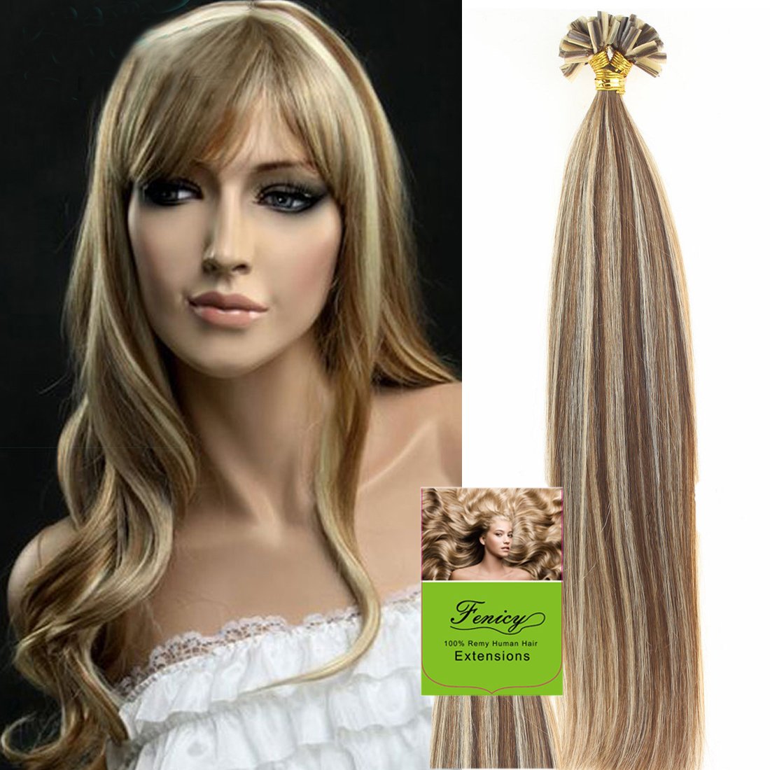 Double Drawn Hair Extensions Pre-Bonded Keratin Nail U Tip Remy Human Hair 1g/s 50S (22Inch, Ash Blonde)
