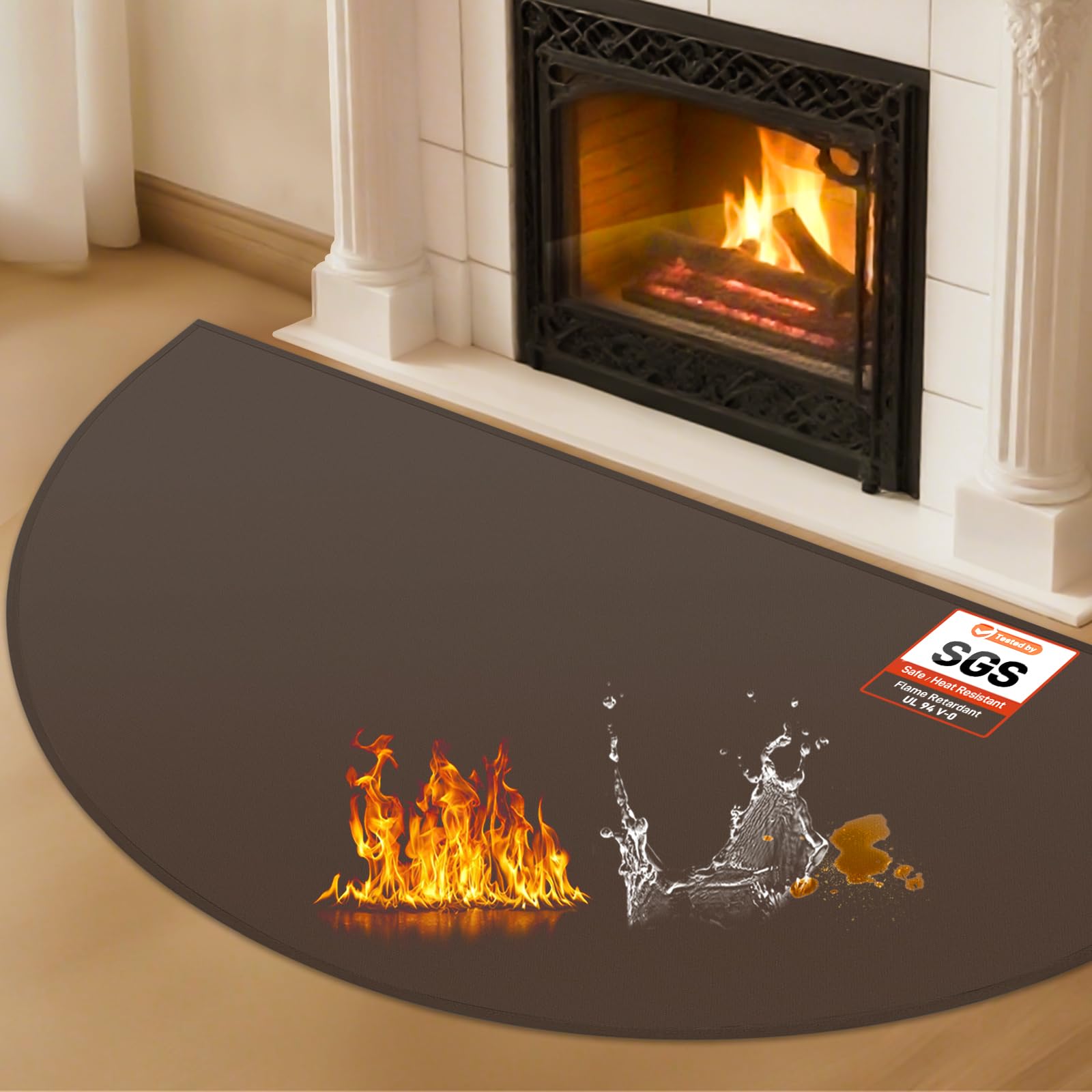 TOHONFOO Fireplace Mat for Home Protection, 3' x 2' x 0.04'', Brown