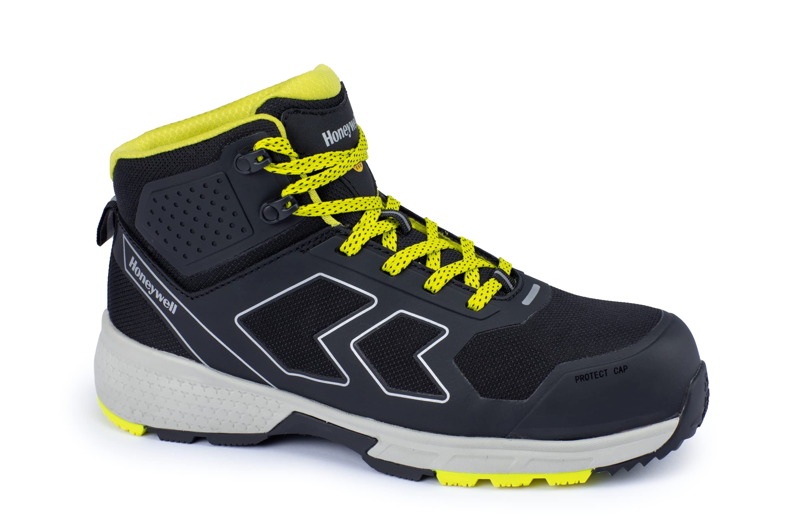 Honeywell Agile Runner S3 SRC ESD Industrial Safety Shoes for Men & Women, Mid-Cut, Lighter Composite Fiberglass Toecap, 3D Mesh Lining, EVA Midsole, Rubber Outsole, Yellow, Size 7 UK, 6250124-41