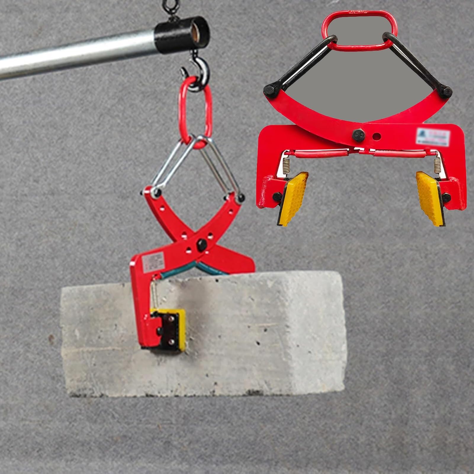 Granite Slab Clamp, Granite Panel Carriers, Heavy Duty Lifting Clamps, Adjustable Opening Granite Curb Clamp, Granite Panel Carriers Lifting Tools for Transporting, Stone(Opening Size 7-9.4in)