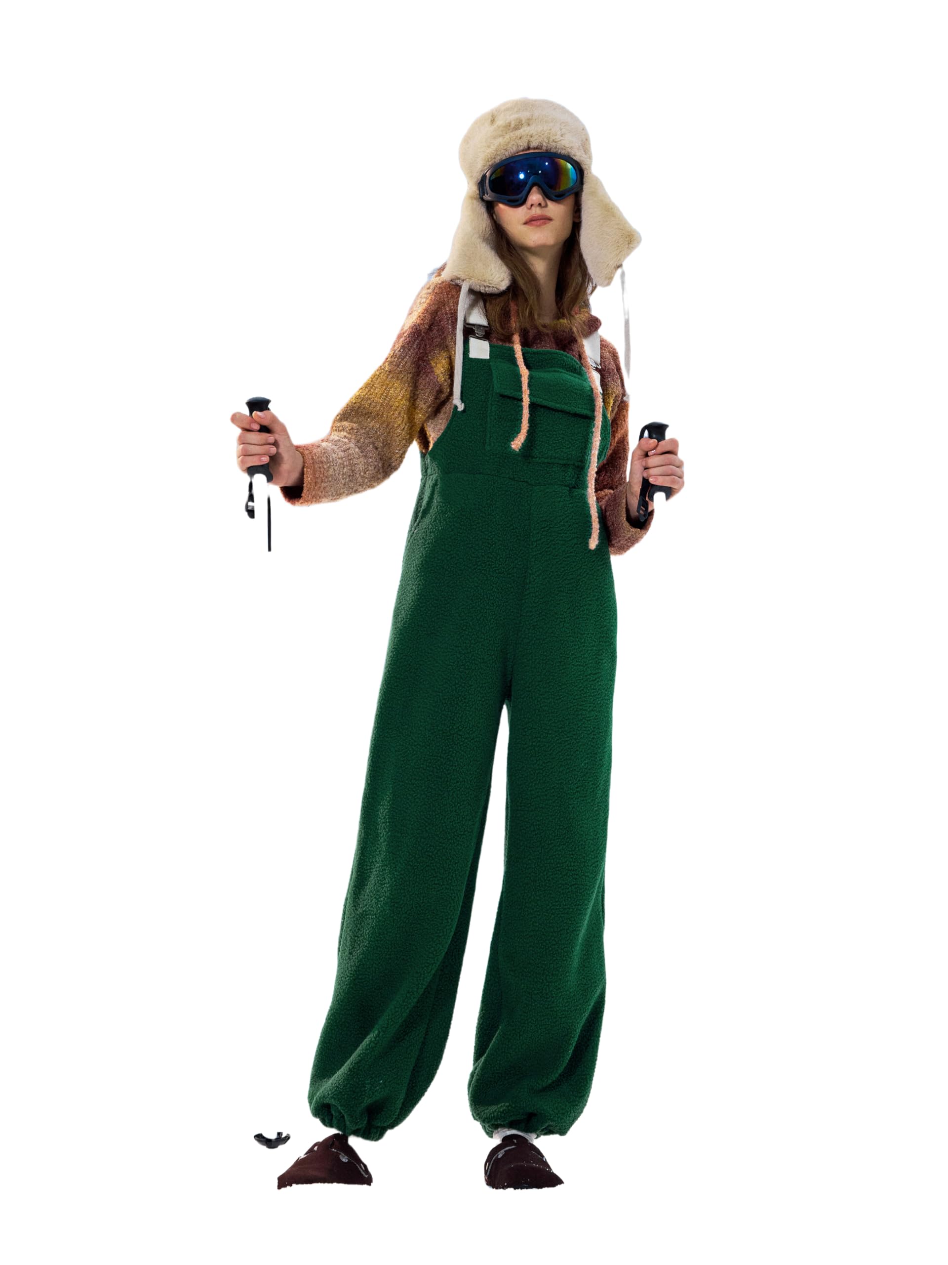 Photo 1 of CIDER Women's Fleece Jogger Jumpsuit Green XS