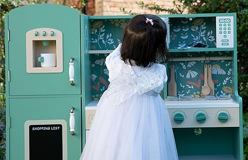 Miniatura 22 de Classic World Juego de cocina vintage de madera con fregadero, estufa, armarios, lavavajillas y accesorios para niños, cocina creativa para niños a