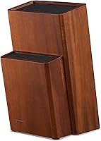 ENOKING Acacia Wood Universal Knife Block with Removable Plastic Bristles - Flexible Kitchen Counter Knife Organizer Holder