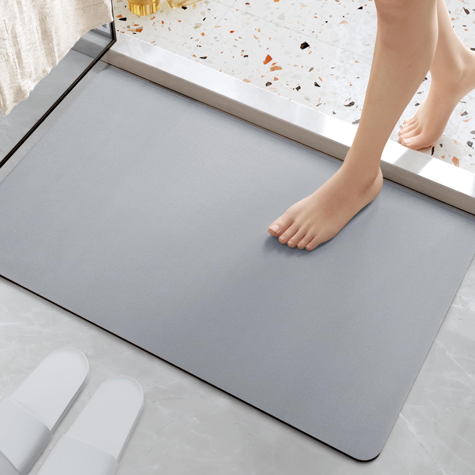 ZOESIOER Bath Mat Rug Rubber Non Slip Bottom Quick Dry