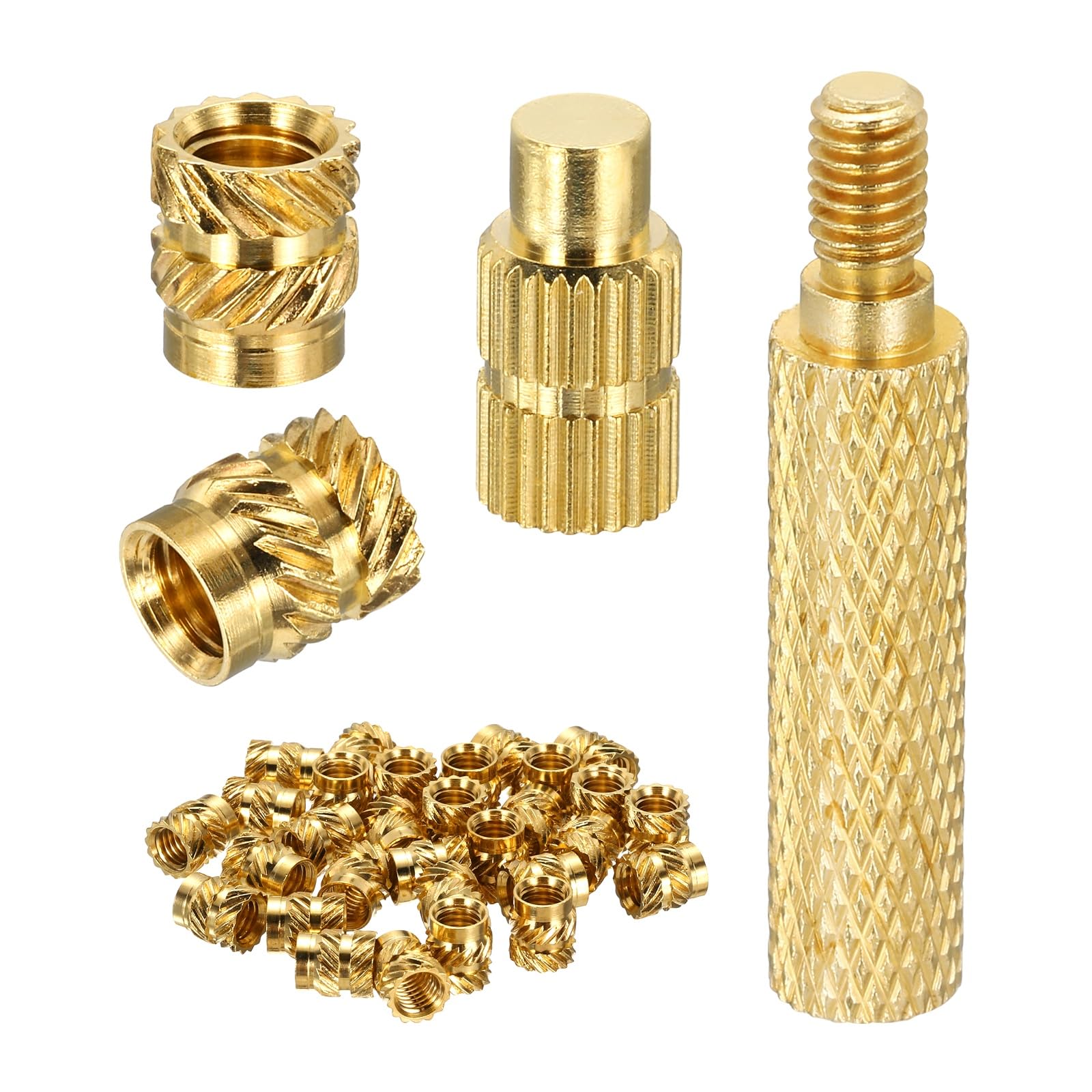 sourcing map 30Set M5 Heat Threaded Inserts with Soldering Tip, 7mm OD, 8mm Height, Brass Nut Rod Inserts Knurled for 3D Printing Component Plastic Part โ image 1