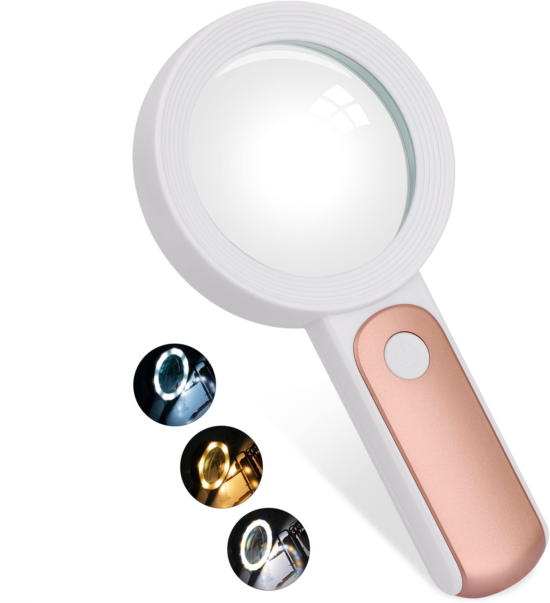 30-fache Leselupe Mit 13 LED Licht | Große Handlupe 10cm Für Senioren & Hobby | Mit Beleuchtung