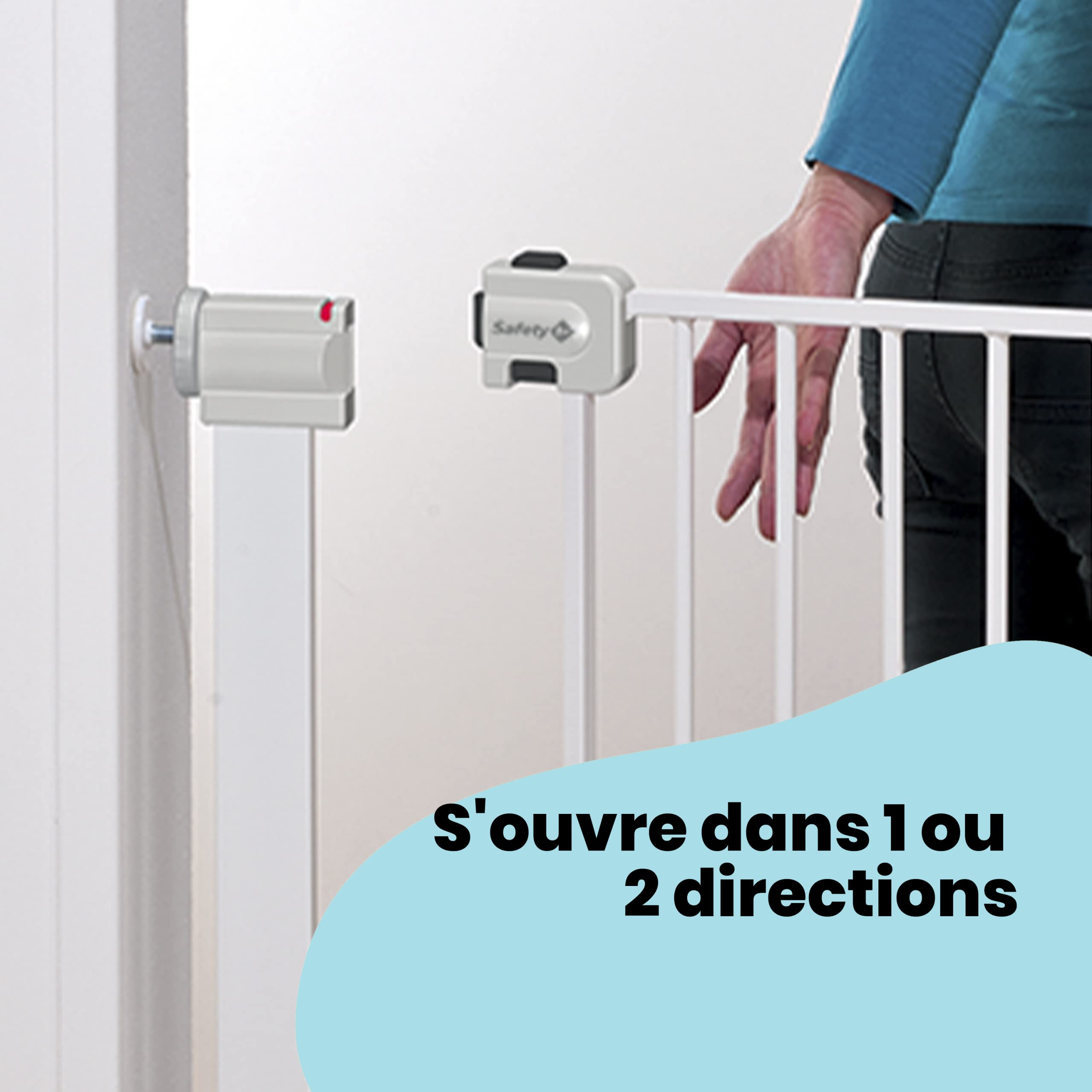 Safety 1st Easy Close Extra Tall Metal Gate, Barrière escalier enfant à pression 73-80 cm (max 94 cm), Barrière de sécurité enfant extra haute (91 cm) à fermeture facile, Sans vis ni perçage, Blanc