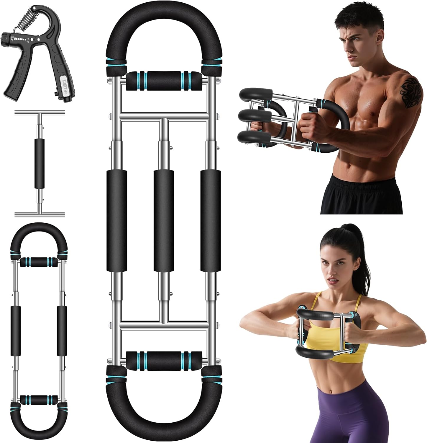 Twister Arm Trainer 9-Level Adjustable (20-270lbs) with Adjustment Tool & Mechanical Counting Grip - Chest Trainer for Men Women, Home Gym Arm Exerciser to Build Biceps, Chest & Grip Strength