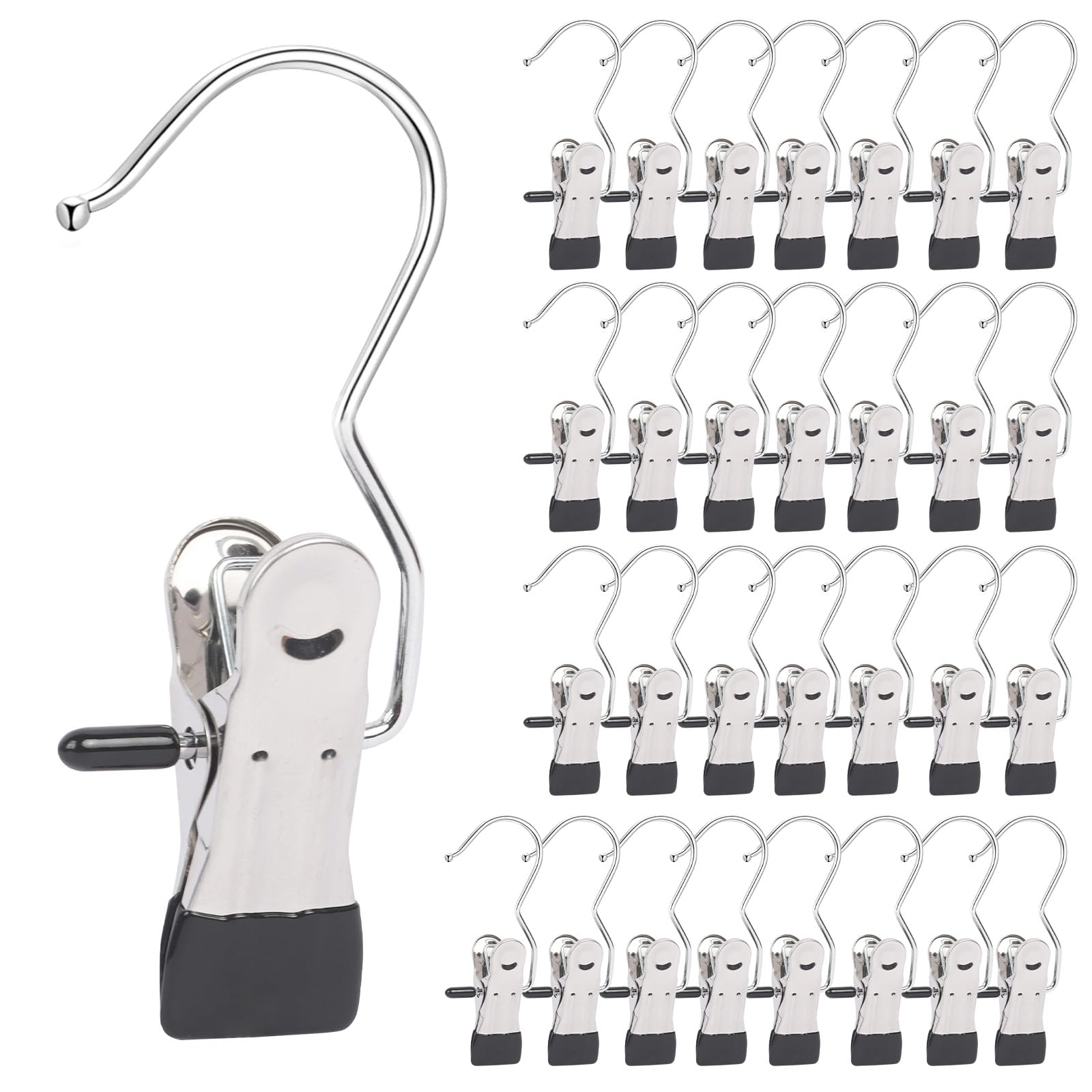 30Pcs Single Trouser Hanger with Clips, Portable Laundry Clips, Strong Metal Clip Hooks Hanger for Towels, Socks