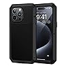 Lanhiem for iPhone 15 Pro Case Heavy Duty Shockproof Cover Tough Armour Metal Case with [Tempered Glass Screen Film], 360 Full Body Protective Case Cover for iPhone 15 Pro - Black