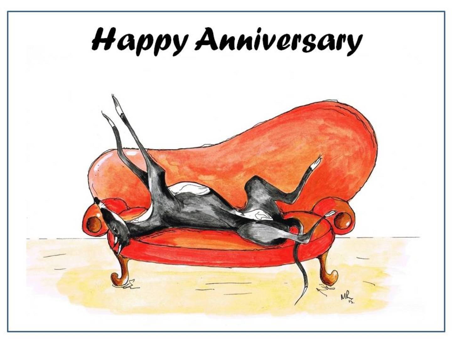 Greyhoundarts White Anniversary Card Roaching Greyhound Whippet Lurcher Italian Dog - Custom Text