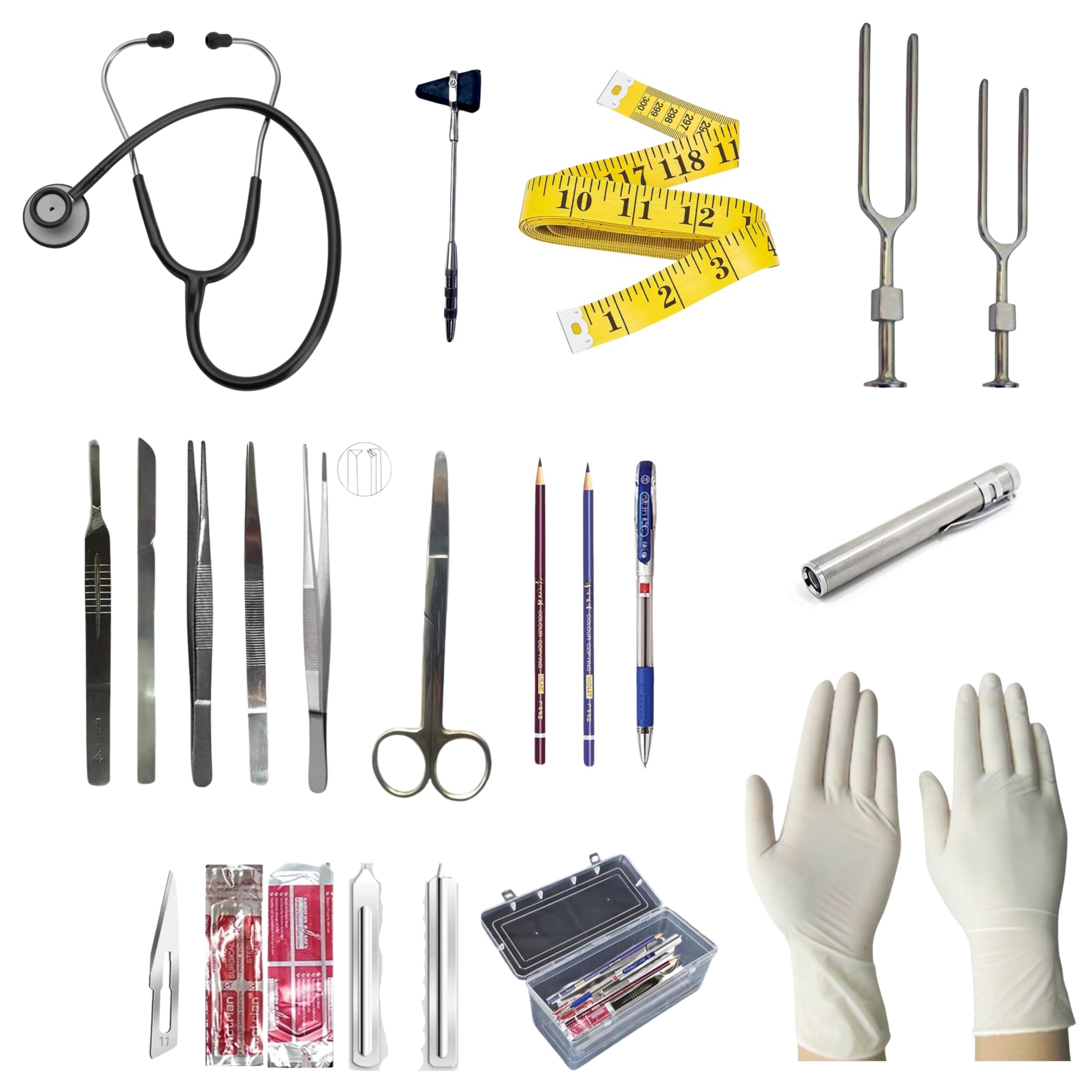 Medical Student Diagnostic Kit with Stethoscope, Knee Hammer