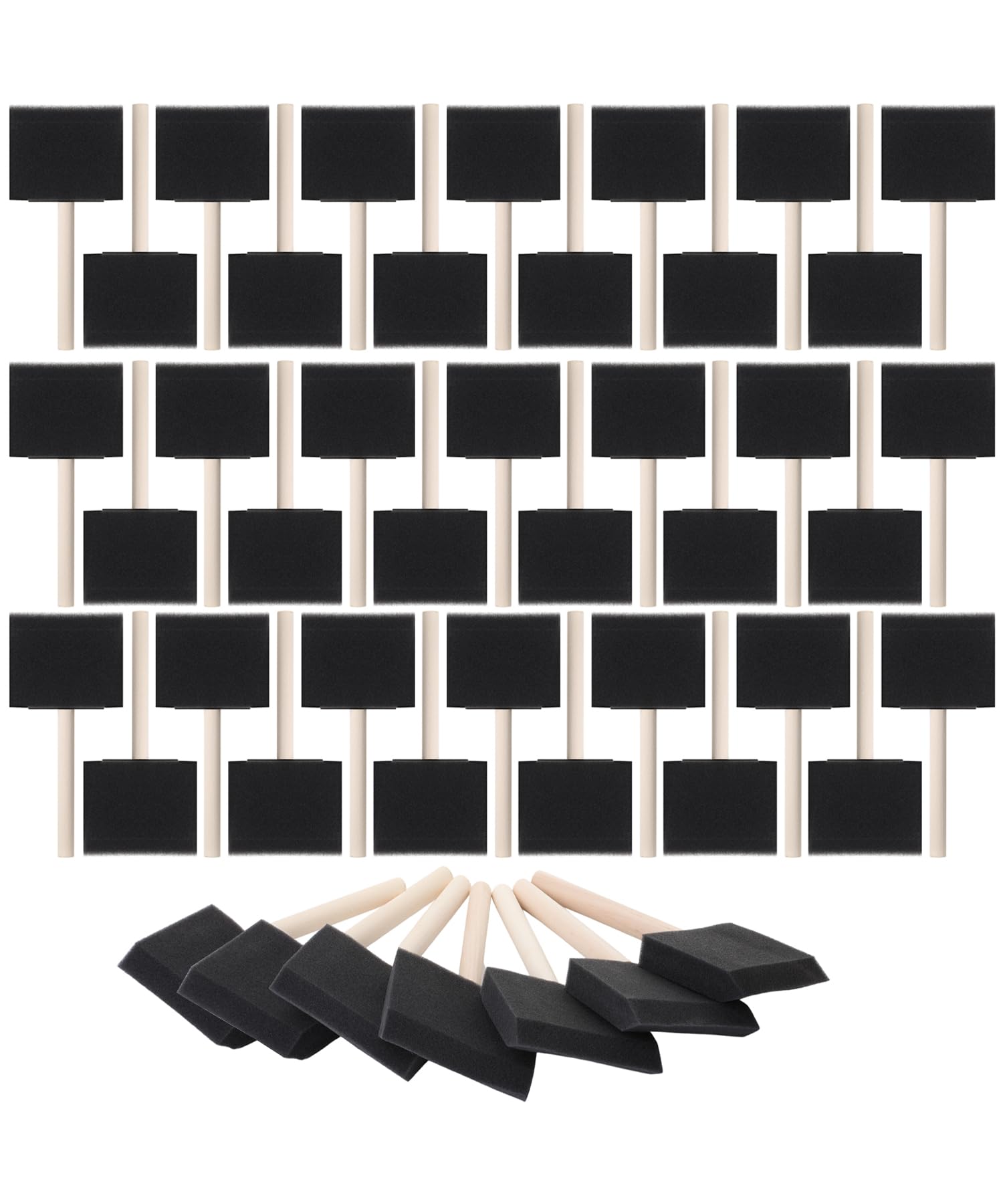 Bates- Foam Paint Brushes, 3", 40 Pack, Black Sponge Brushes for Painting, Sponge Paint Brush
