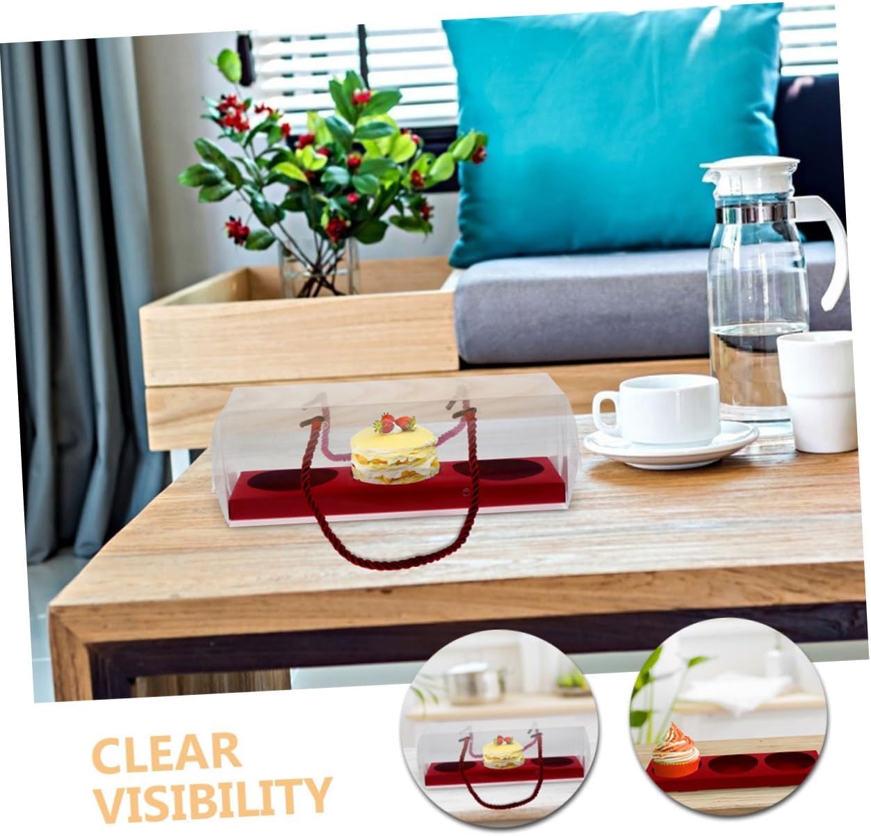 20pcs Transparent Baking Carrier Boxes with Handle Compartment Dessert Packaging Containers for Cupcakes for Valentine Day Treats and Gatherings