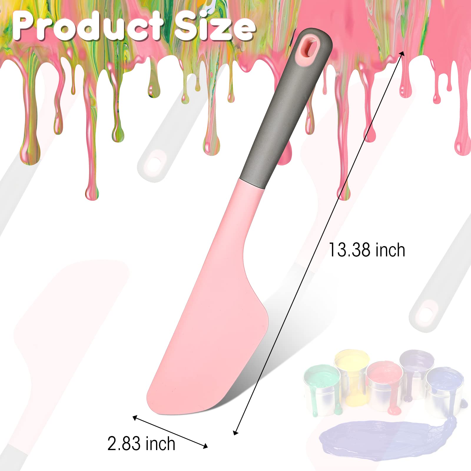 Large Silicone Spatula 13.3 Inch Pink Paint Spatula Cake Cream Spatulas Silicone Art Painting Tools Art Supplies Spreading Tools Resin Painting Flat Paintbrush Acrylic and Water Based Tool