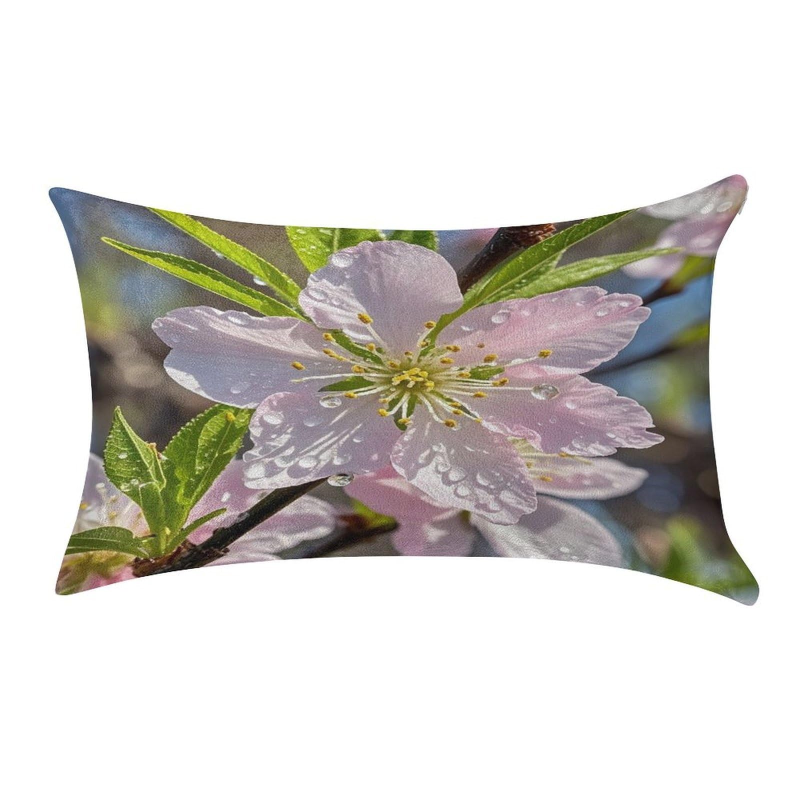 FekiLoot Peach Cherry Blossom Pillow Covers Luxury Velvet Oblong Pillowcases Rectangular Throw Pillows Case Decorative Velvet Cushion Covers Ultra Soft Lumbar Pillow Shells 12 X 20 in