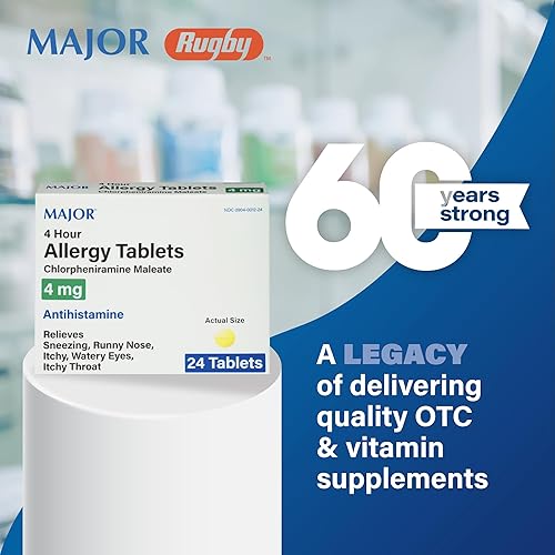 Miniatura 2 de MAJOR Tabletas para alergias de 4 horas  Clorfeniramina Maleato 4 mg  Antihistamínico  24 unidades (1 paquete)