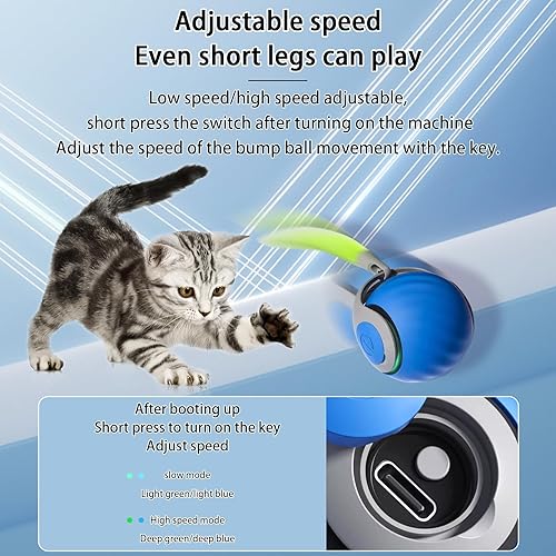 Miniatura 4 de Pelota de juguete interactiva para gatos, juguete automático para gatos con pluma, juguetes inteligentes para interiores, pelotas motorizadas para