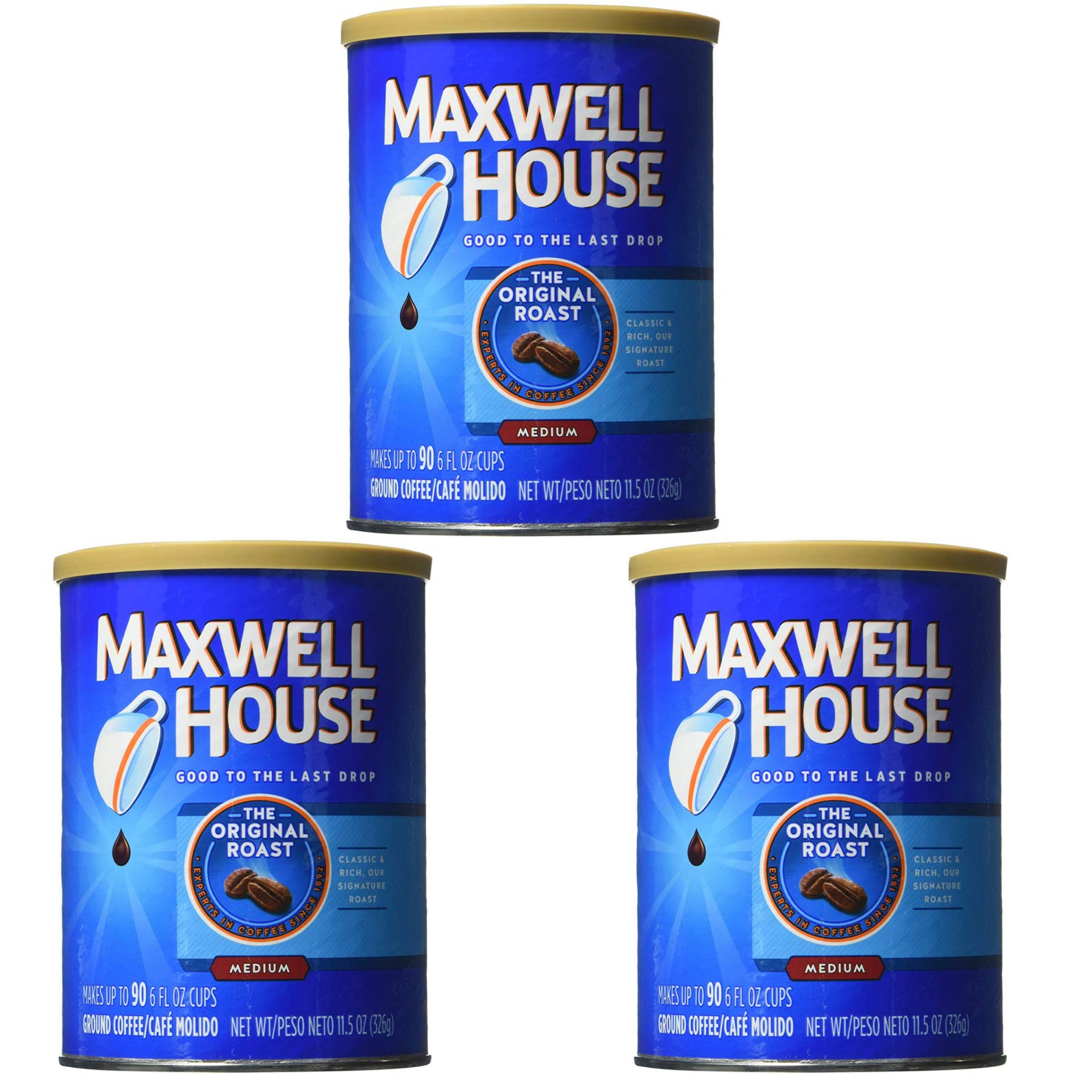 Maxwell House Original Ground Coffee, 11.5-Ounce Cannister (Pack of 3)