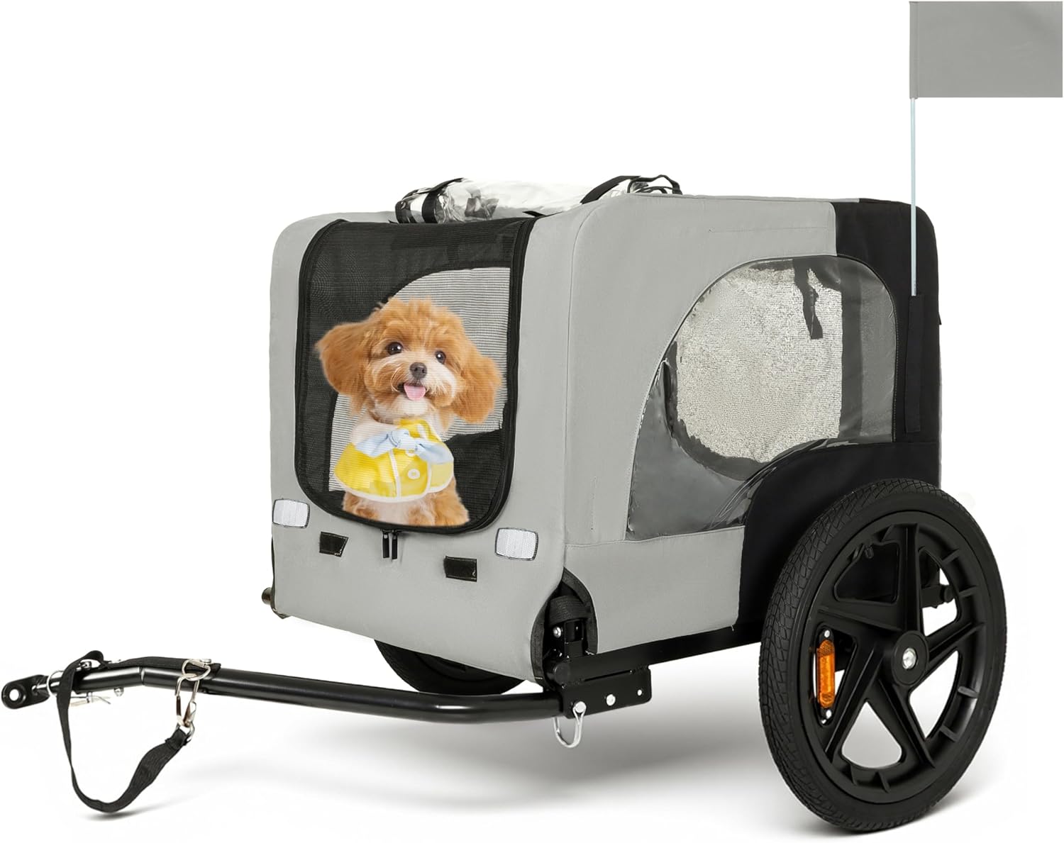 Heavy-Duty Foldable Pet Bike Trailer - 16" All-Terrain Wheels, Universal Hitch, for Dogs & Cargo Transport