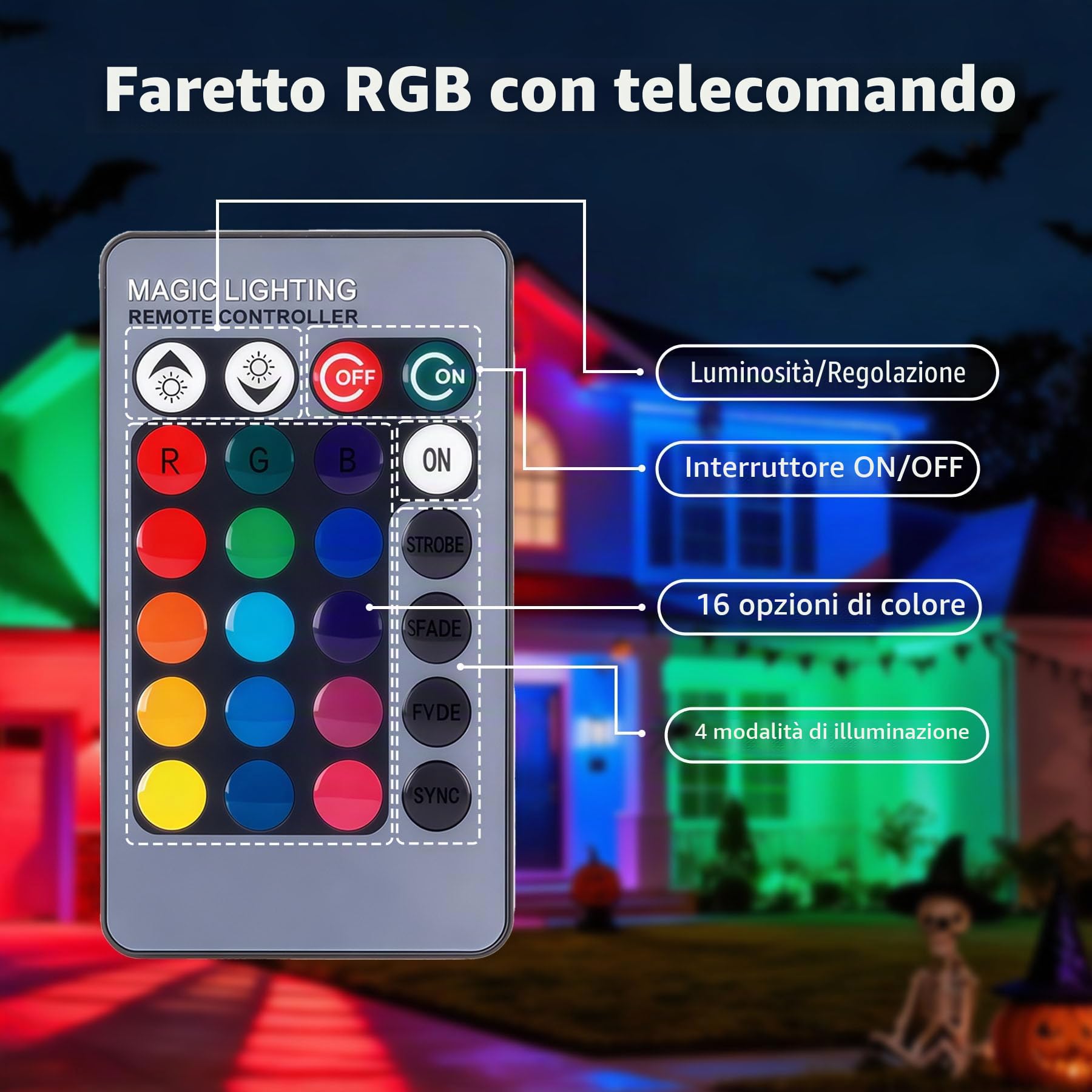 Faretto RGB da Giardino 10W, 4 pezzi | Impermeable per Giardino, Cortile, Vialetto
